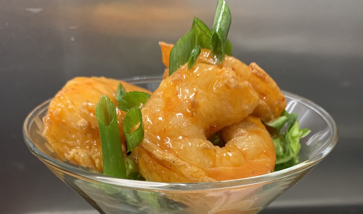 Shrimp in martini glass - bar bites menu